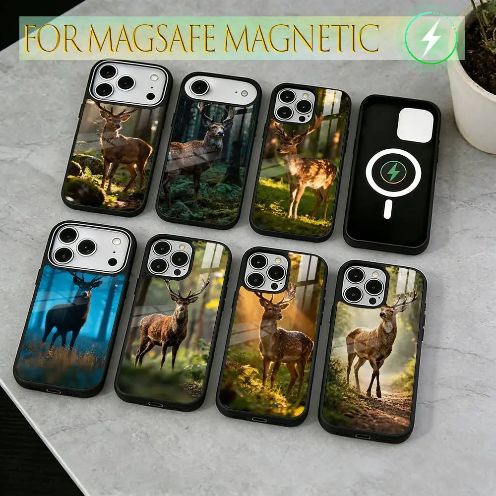 

Deer Phone Case For iPhone17,16,15,14,13,12,11 Plus,Pro Magnetic For Magsafe Wireless Charging