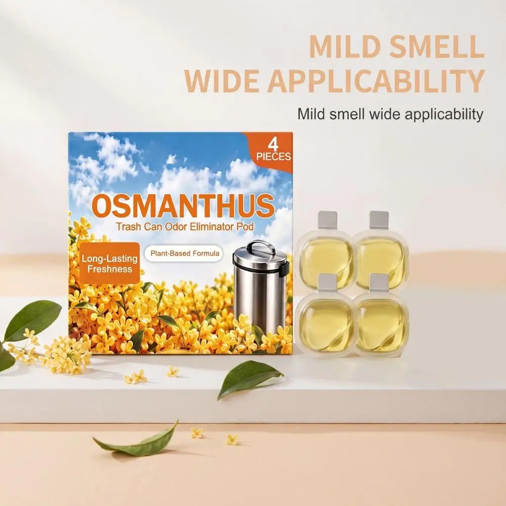 Osmanthus Garbage Bin Deodorizer Pods 4 Pieces For Kitchen Trash Odor Control With A Plant Based Formula And Lasting Freshness