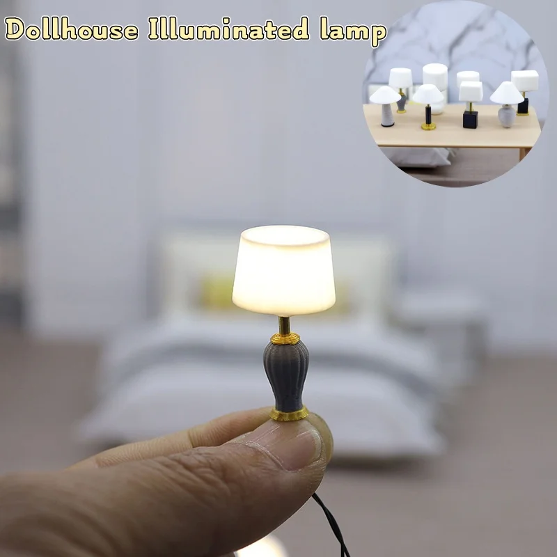 

1pcs Dollhouse Toy 1:20 Dollhouse Mini Furniture Miniature Desk Table Lamp Model Doll House DIY Parts Children Baby Gift