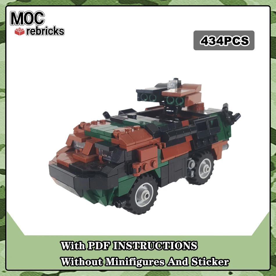 

MOC Military Series VAB MEPHISTO Building Block French Anti-tank Armoured Fighting Vehicle Model Bricks Toy Children's Gifts