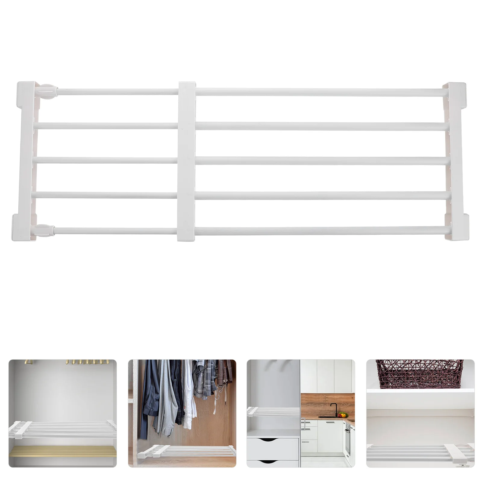

1pc Retractable Storage Shelf Closet Divider Wardrobe Separator Adjustable Rack Pp Abs Material Home Closet Organizer