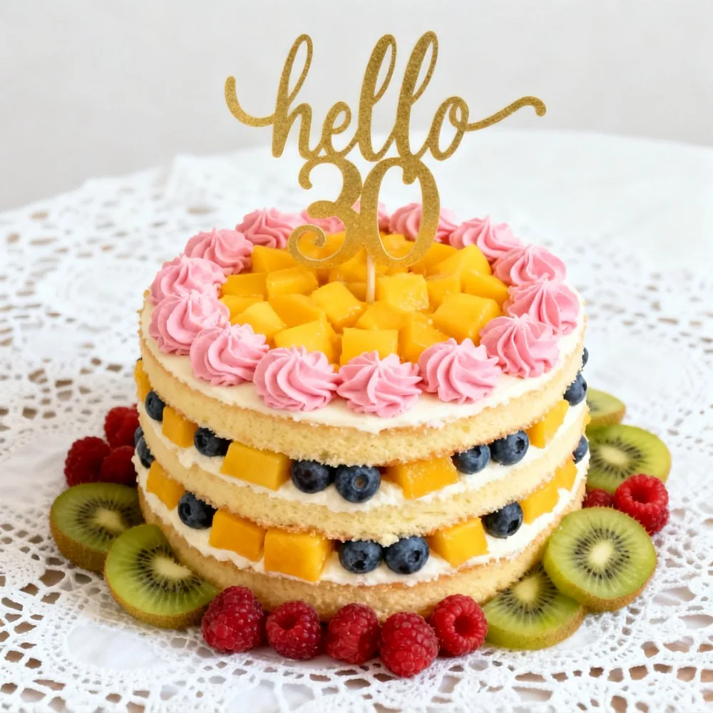 1 Stück Hello 30 Cake Topper, Happy 30th Birthday Dekor für Meilenstein- und Thirties-Feier, modernes Geburtstagsparty-Zubehör – Detail 2