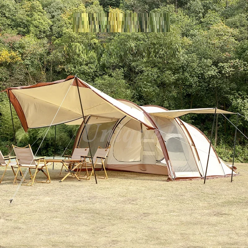 Thickened Rainproof Outdoor Camping Tent, Family Tunnel, Portable Ceiling Equipment, Professional Camping, 4-8 Personality