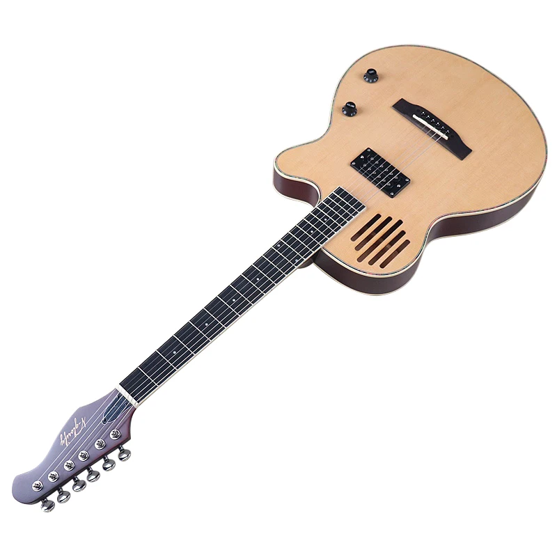 Thin Body 40 Inch Cutway Design Acoustic Electric Guitar 6 String Good Handicraft Folk Guitarra Black & Natural Free Bag