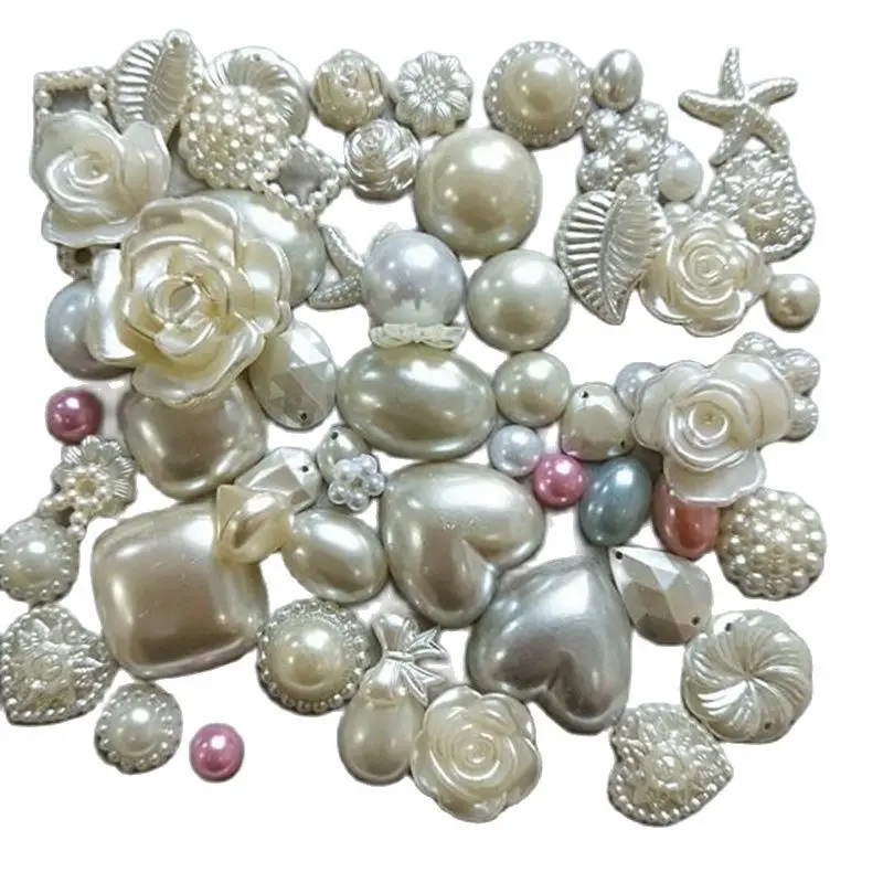 200 pz casuale Flatback mezzo rotondo fiore di rosa stella del mare cuore fiocco foglia perle perline ABS perline allentate accessori fai da te