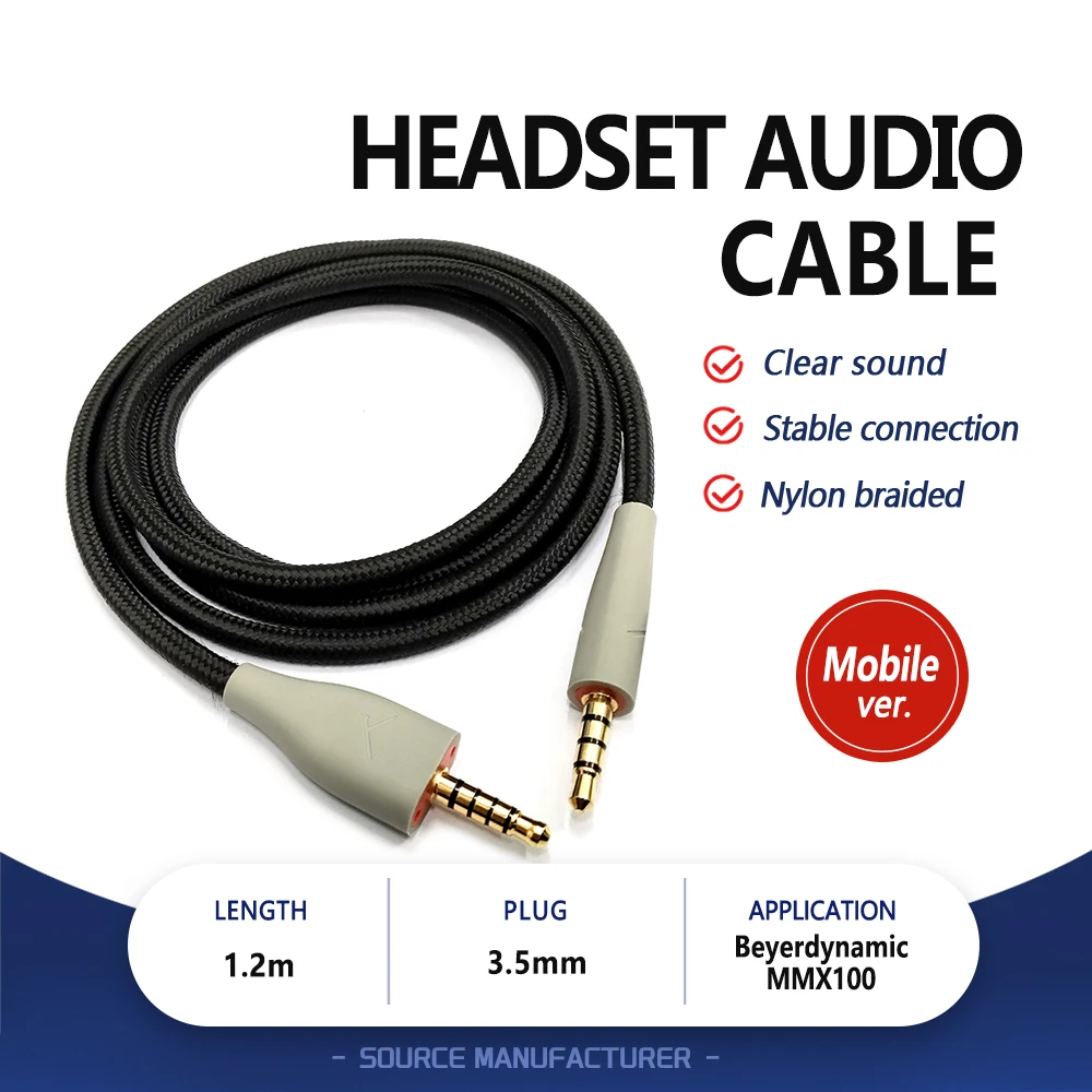 

3.5MM male to male Professional Audio Replacement Line Linking Mobile Phone and Headphone for Beyerdynamic MMX100 Gaming Headset