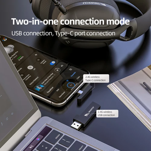 Imagen 2 del producto SmailWolf-L80 auriculares inalámbricos Bluetooth de tres modos auriculares ligeros 2,4G auriculares para juegos deportes bajos