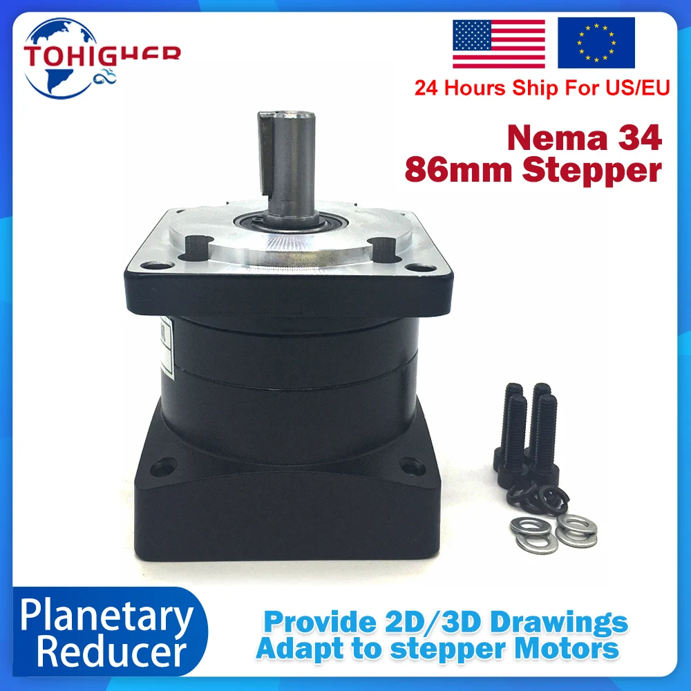 Planetary Reducer Gearbox Brushless Motor 14mm Input Shaft 16 Output Ratio 5:1/10:1/50:1/100:1 For Name34 86mm Stepper Motor