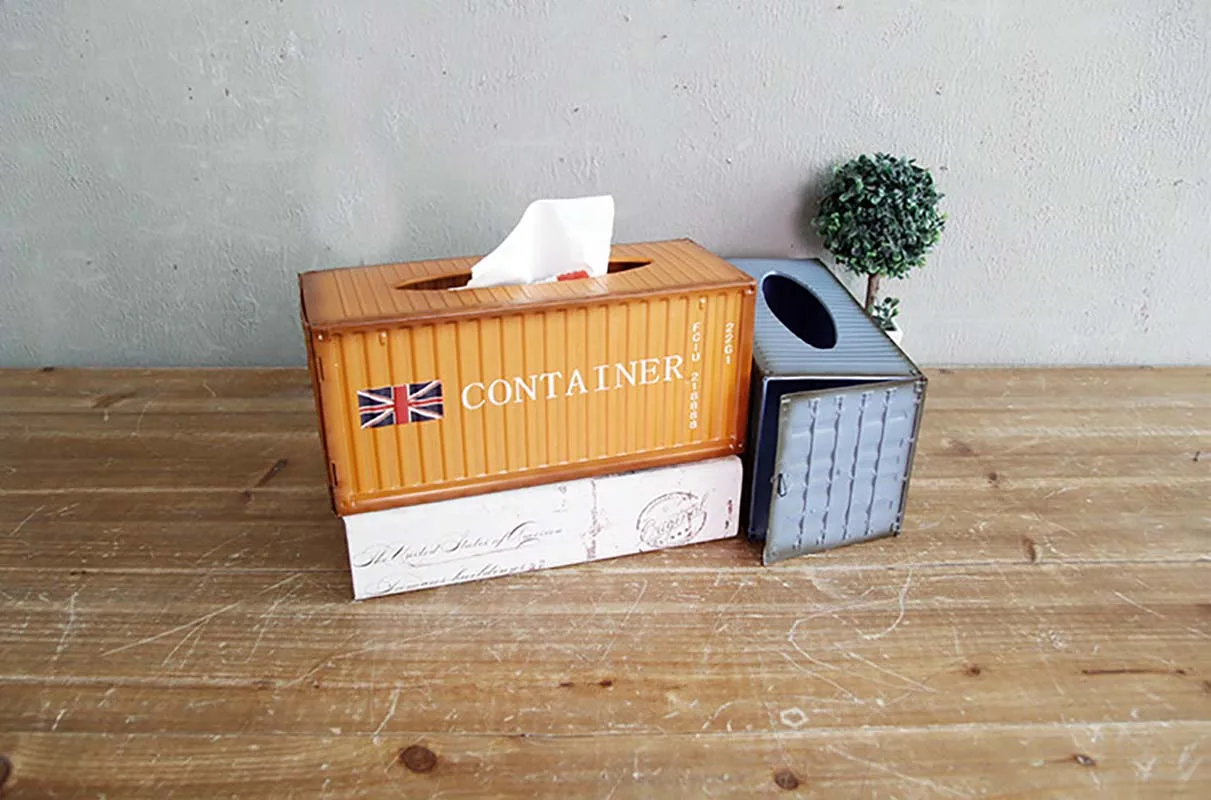 Container Tissue Box Shipping Container Model Creative Storage Napkin Holder Desktop Storage Napkin Box Fashion Decoration 2023