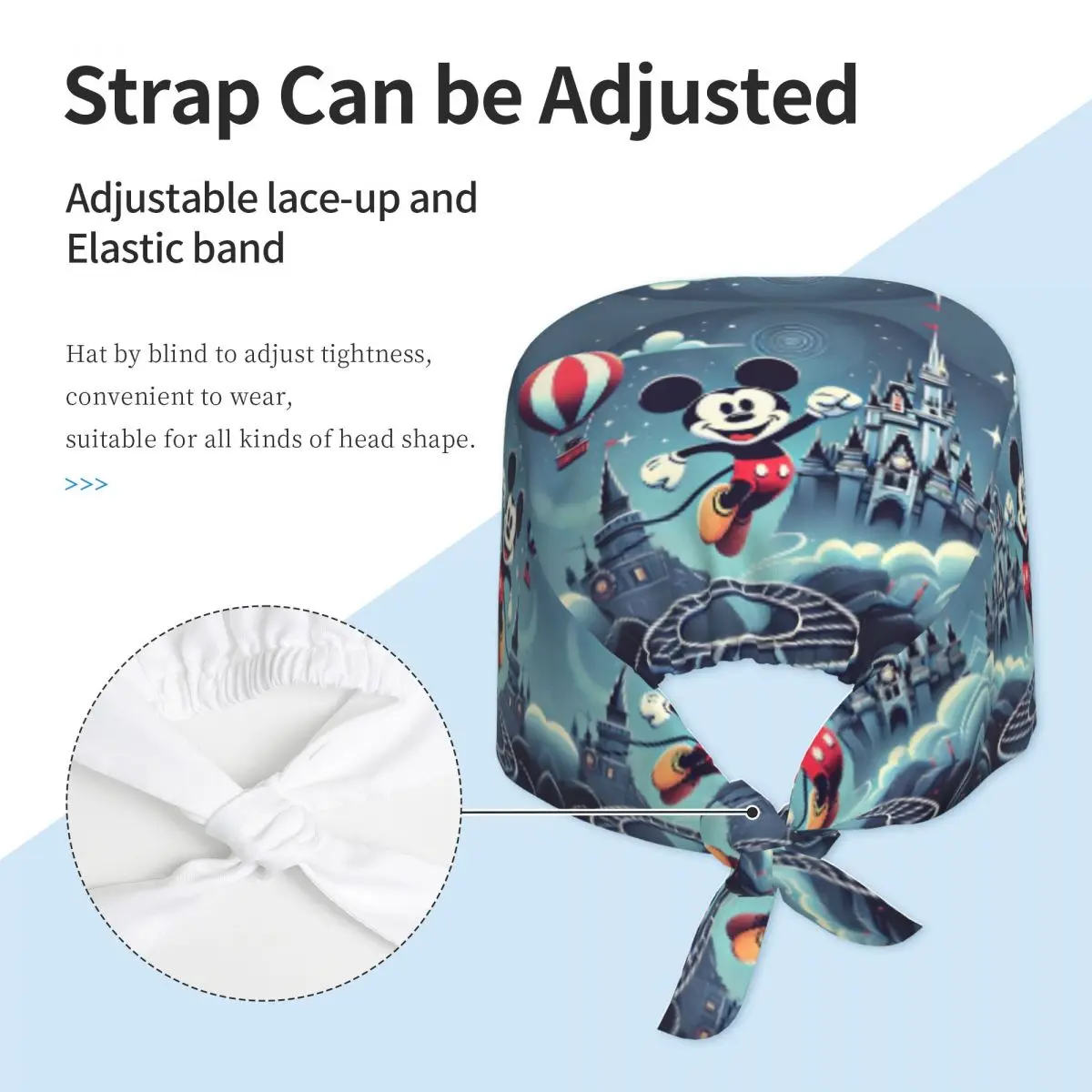 Mickey Mouse ขัดหมวกหมวกผ่าตัดผู้หญิงแฟชั่นการ์ตูนน่ารักพิมพ์ภาพเคลื่อนไหว Operating Room หมวก Operator หมวก Lab Works หมวก