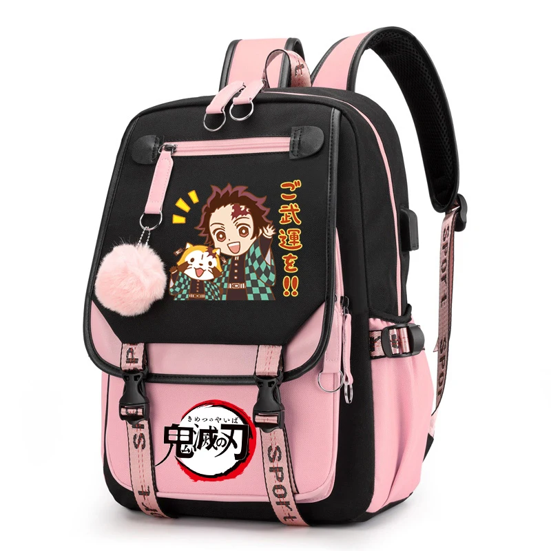 Mochila de Anime para chica adolescente, morral escolar Kawaii de Kimetsu No Yaiba, Kamado, Tanjirou, Cospaly, mochilas escolares de Manga, Demon Slayer