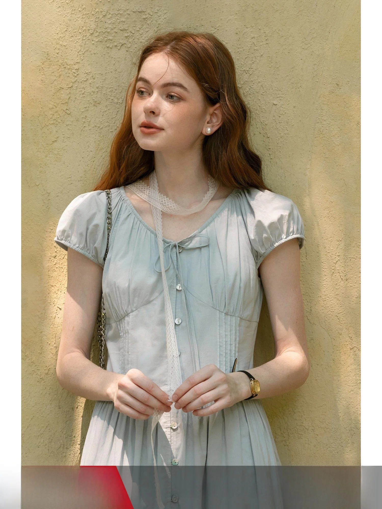 

Летнее платье MELLIIY 2025 с V-образным вырезом, поясом, ручной плиссировкой, утягивающее, женское, с завышенной талией, А-силуэт, хлопковое, винтажное