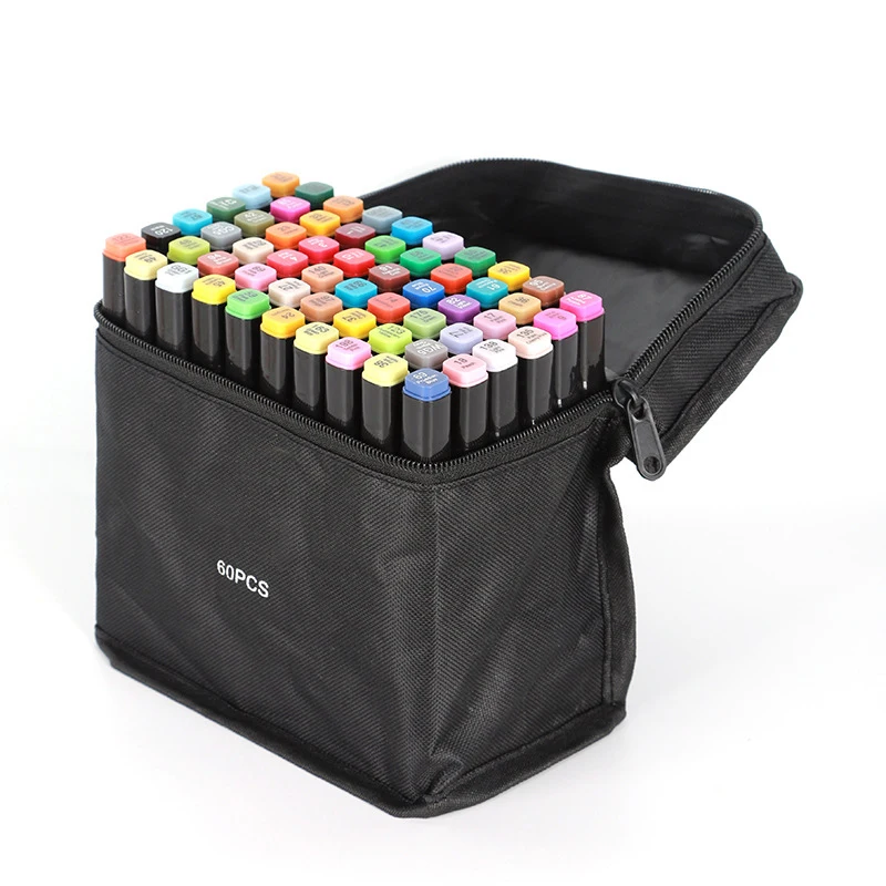 24-168 kleuren Dual Tip Art Markers Set, alcoholmarkeringen voor volwassen studenten, professionele schetspennen voor tekenen/schetsen/manga