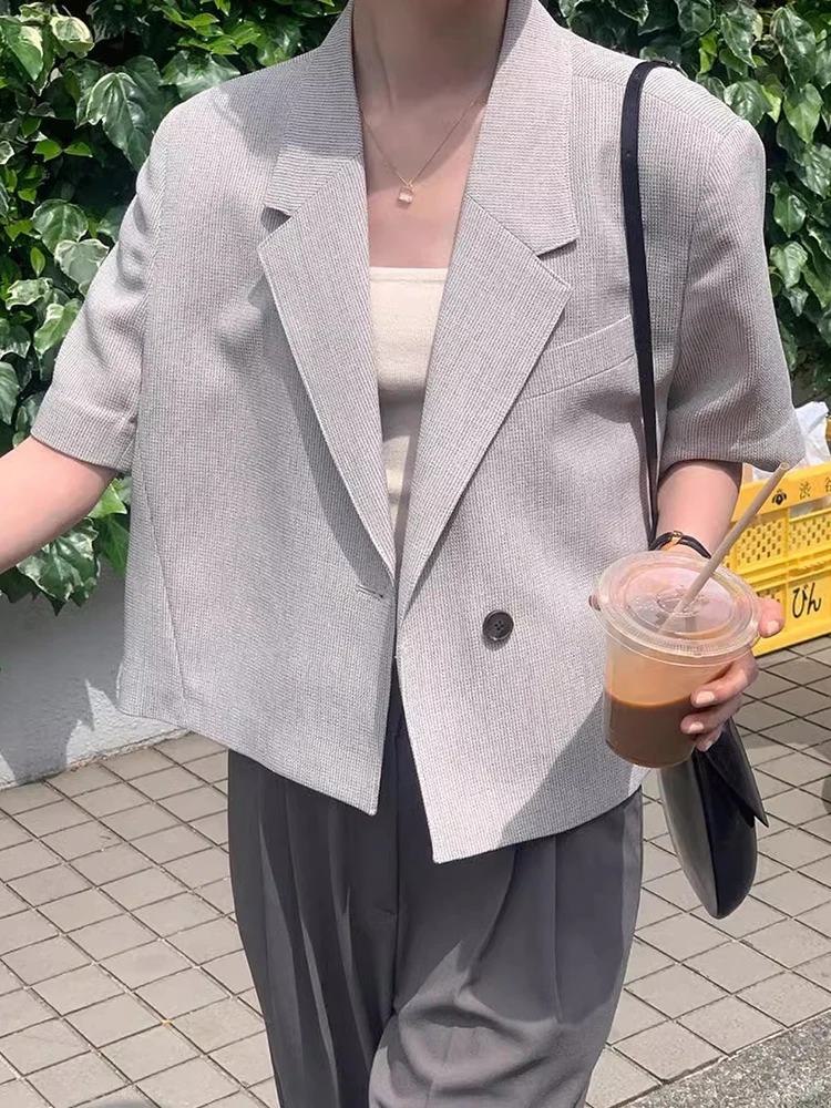 

Ele Summer High-End Feelings Дизайн на одной пуговице Свободный универсальный костюм Thi Weave ort Sve Jaet для женщин