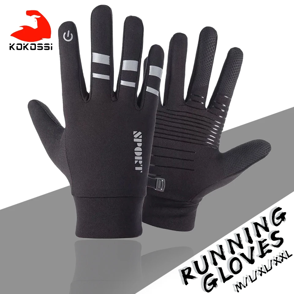 KoKossi Winter Outdoor Sports Running Glove ciepły ekran dotykowy siłownia pełne rękawiczki dla mężczyzn kobiety rękawiczki z dzianiny