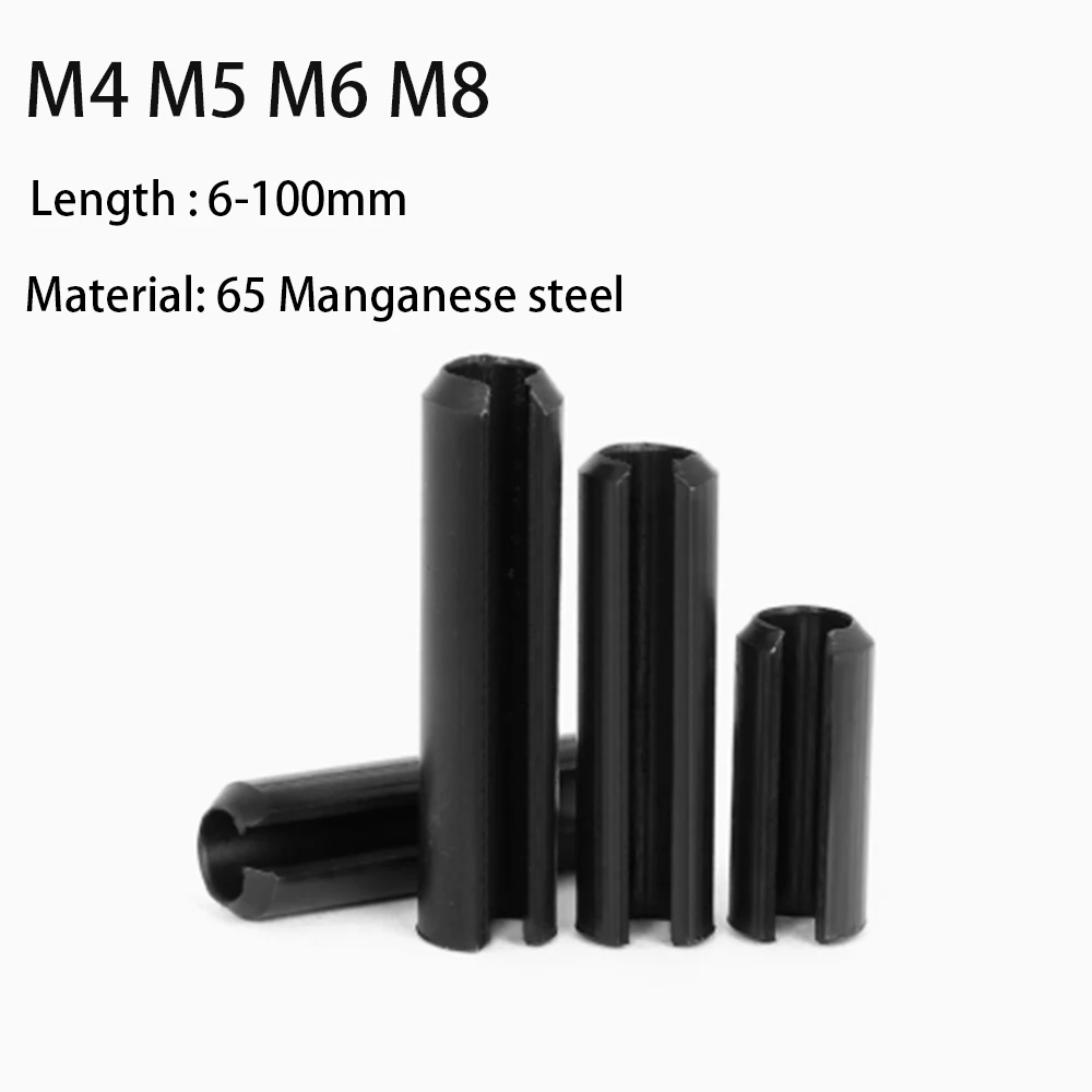 M4 M5 M6 M8 65Mn Steel Spring Pin Black Cylindrical Open Positioning Dowel Elastic Slotted Split Tension Pins Length 6/8-100mm