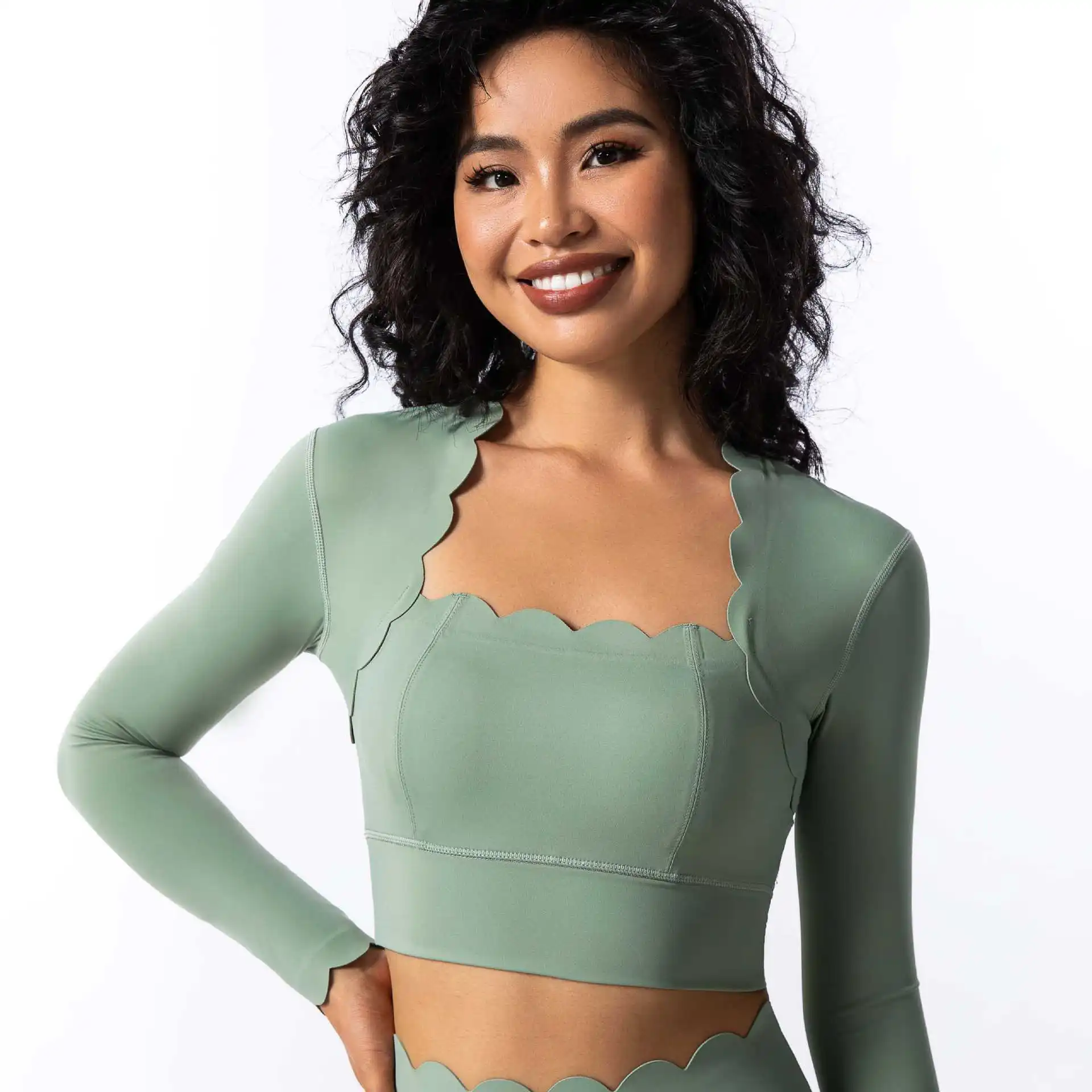 Square Neck Tight Fitting for Women, High Elasticity, Slimming Sports, Long Sleeved, Professional Running, Quick Drying, Fitness