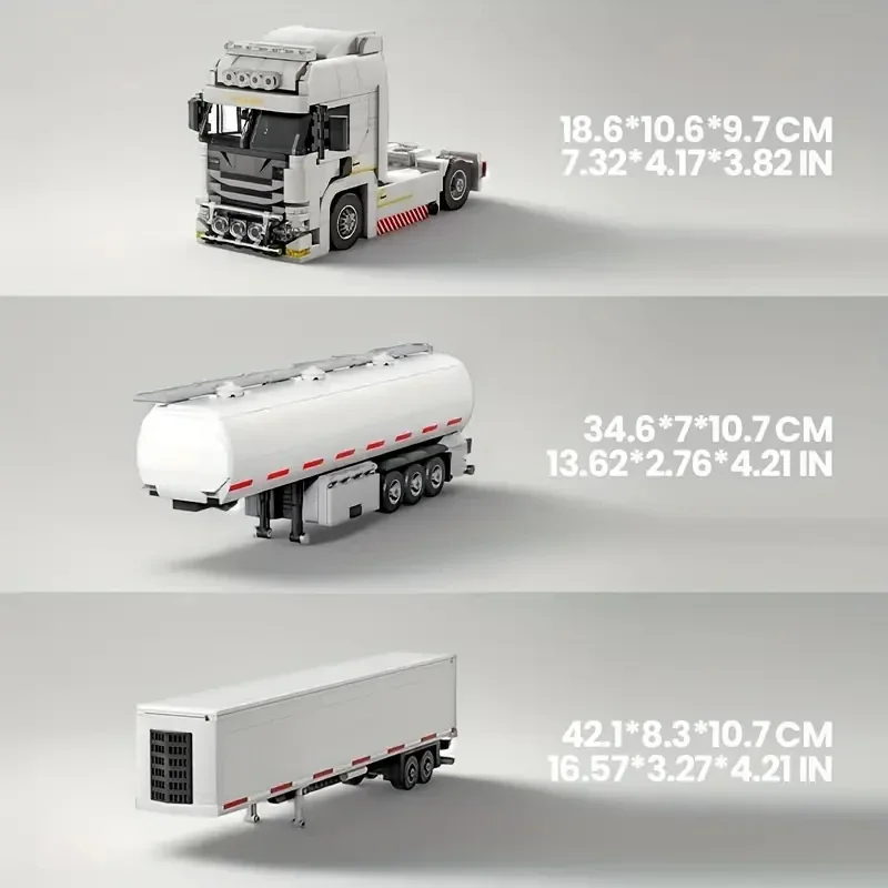 Blocs de construction de tête de camion européen, conteneur connectable, modèle de remorque, briques, jouets éducatifs de bricolage, cadeaux pour enfants, 421 pièces