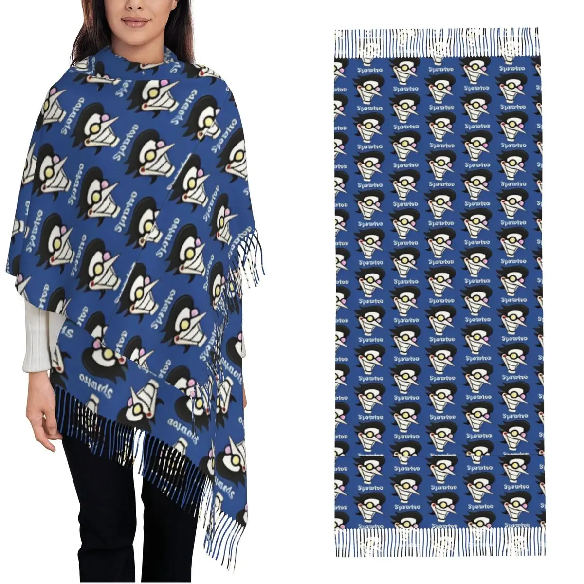 

Deltarunes Spamton Shawl Wrap for Ladies Winter Warm Large Soft Scarf Video Games Neckerchief Tassel Scarves