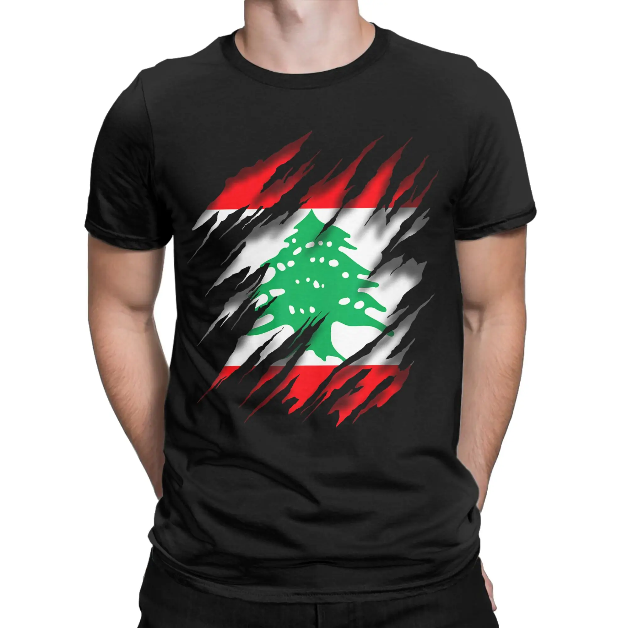 Lebanon Flag T-Shirt Couple  Y2K Basic Cotton T Shirts Beach O-Neck Hip Hop Tees Pattern Oversize Tops