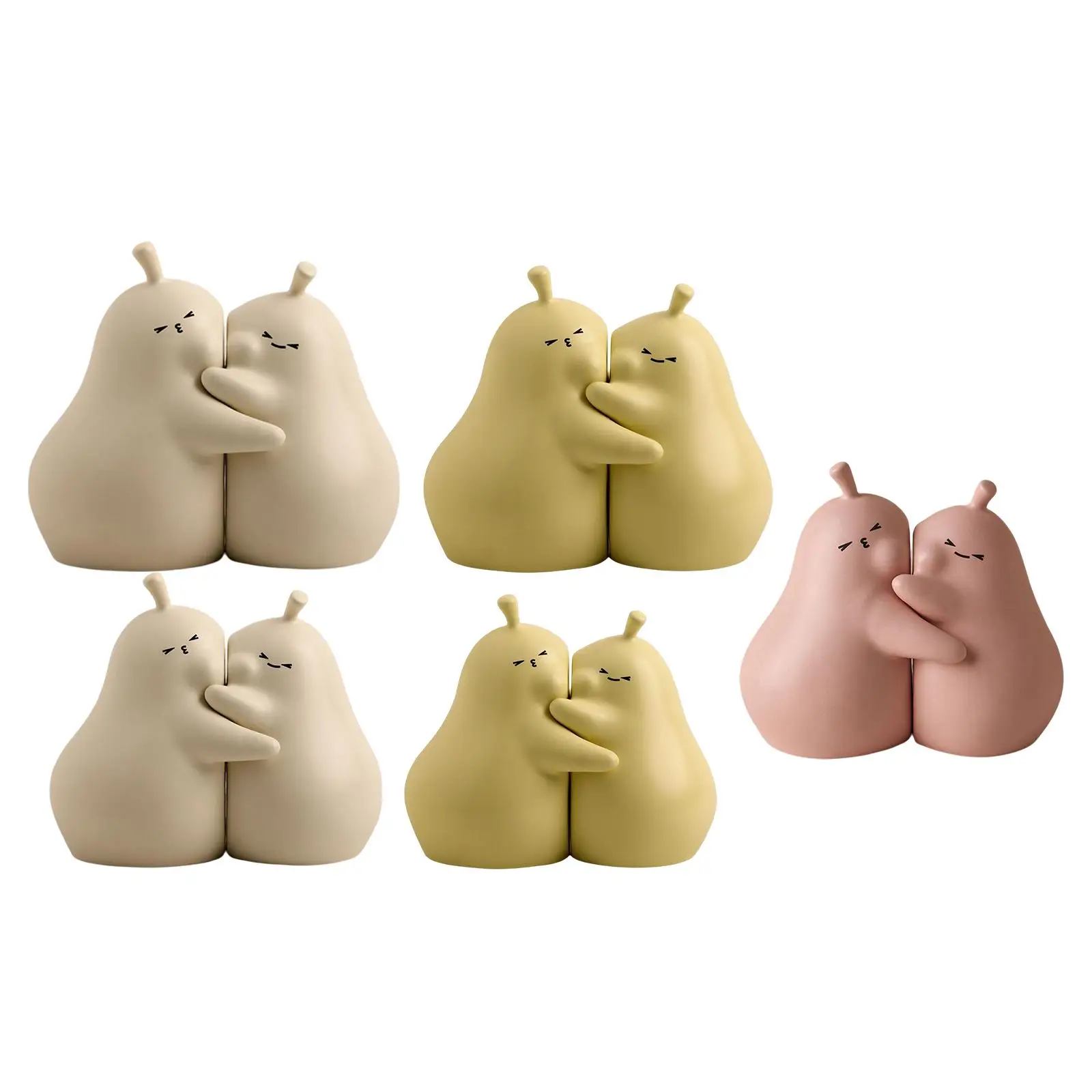 

Cute Hugging Pear Book Stand Ceramic Bookend Modern Sculpture Desktop Decor