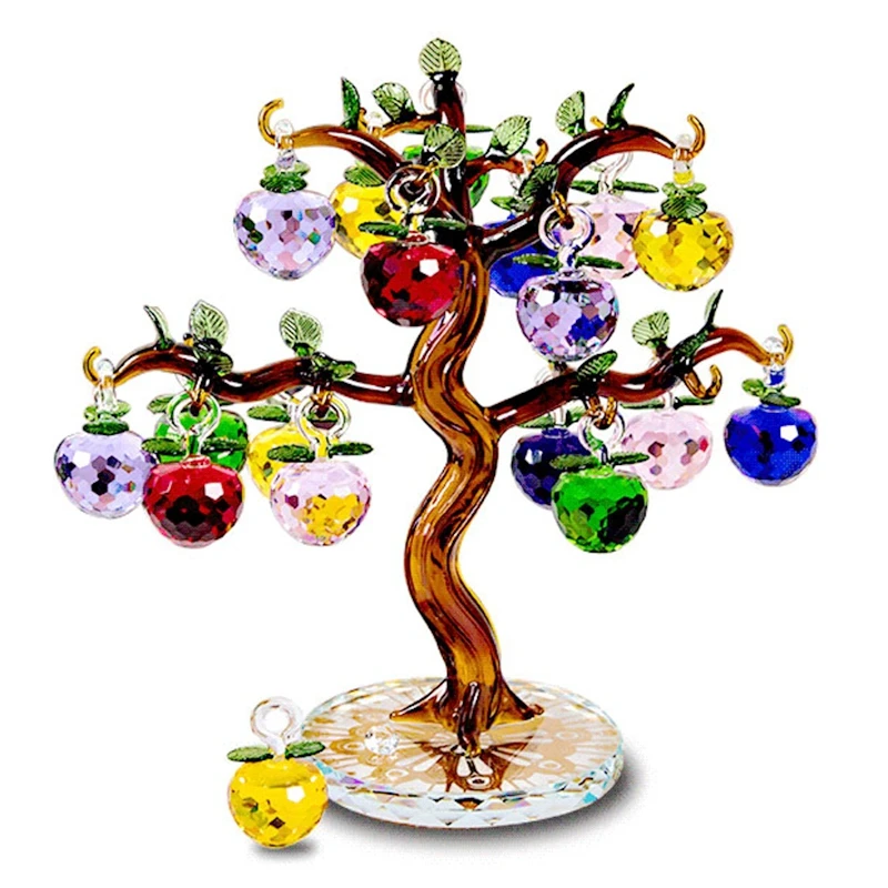 

Crystal Tree Ornaments Apples Glass Fengshui Crafts Home Decor Figurines Christmas Gift Souvenir