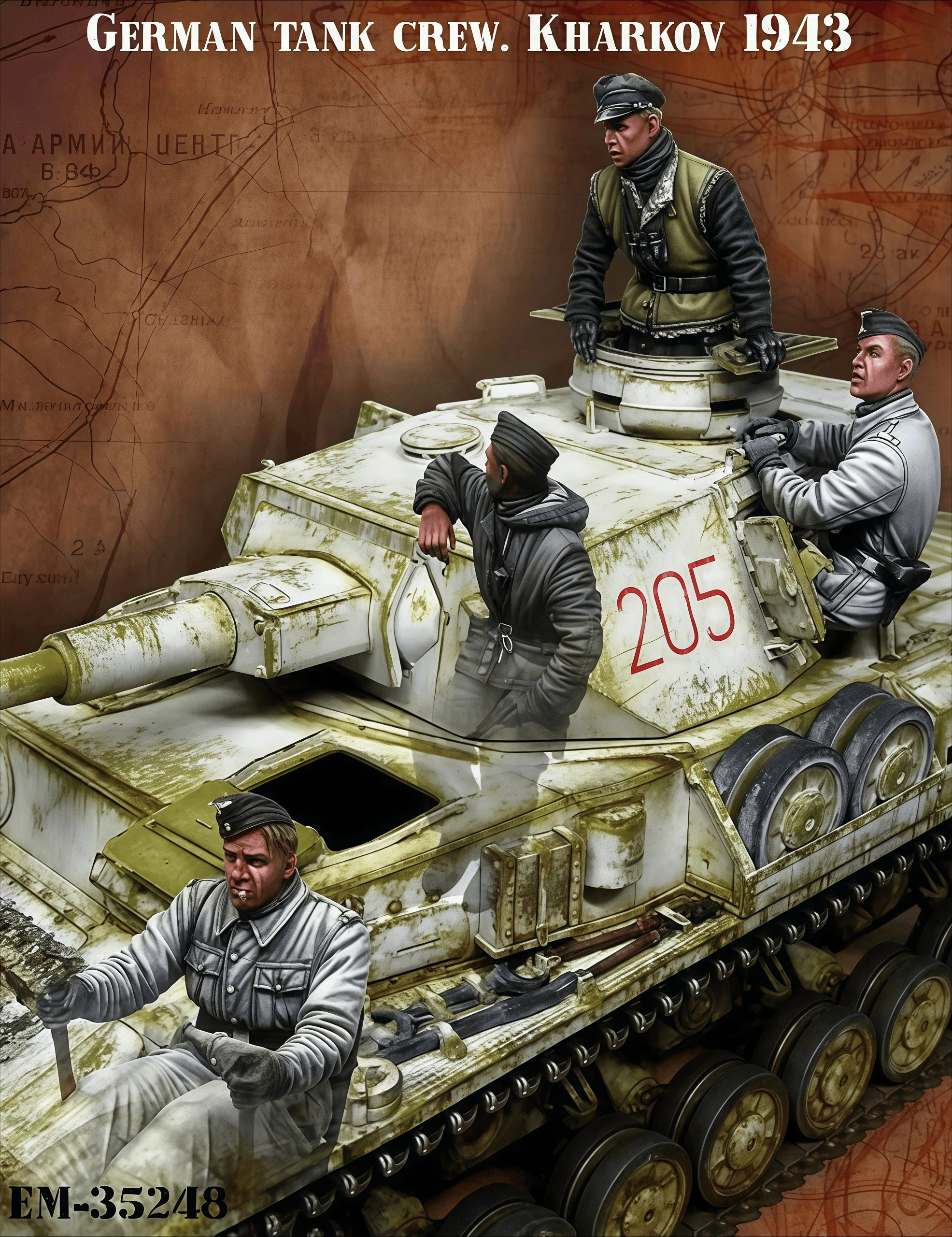 1: 35 Casting Resin Model Kit, Gk, 4-person Resin Grey Assembled Model, Unpainted