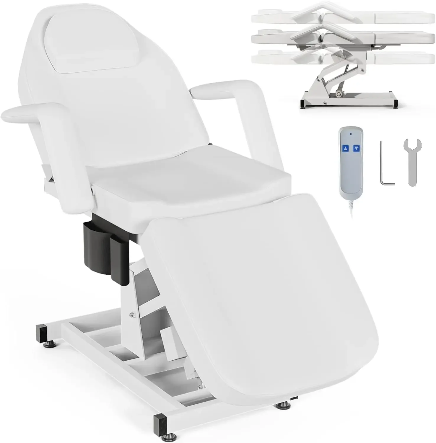 for Electric Height Adjustable Tattoo Spa Bed Chair, Electric Lift Massage Table 3-Section Folding with Storage Pocket