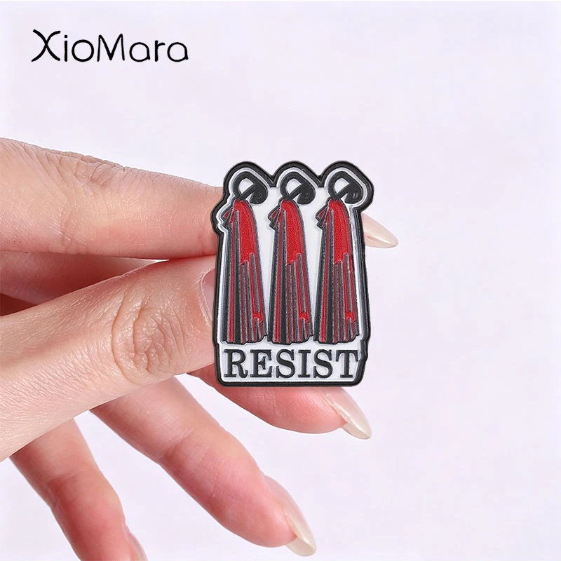 RESIST Handmaid Tale Badge Feminism Activity Enthusiasts Enamel Pins Fashion Lapel Metal Brooches Backpack Clothes Jewelry Gift