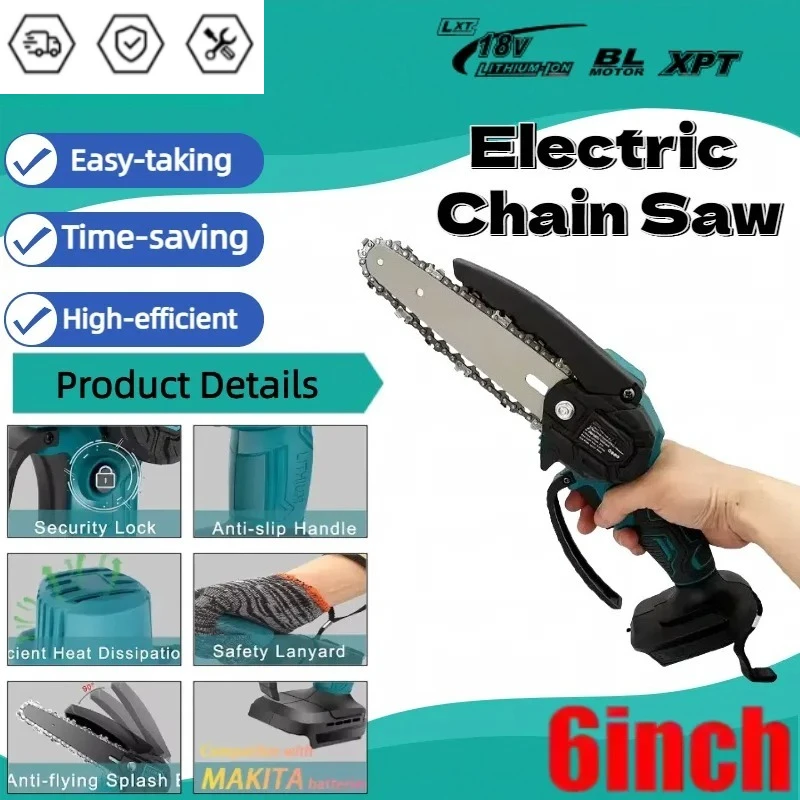 6-inch kettingzaag elektrische zaag draagbare draagbare houten kettingzaag draadloze kettingzaag voor houtbewerking elektrisch gereedschap voor Makita-batterij