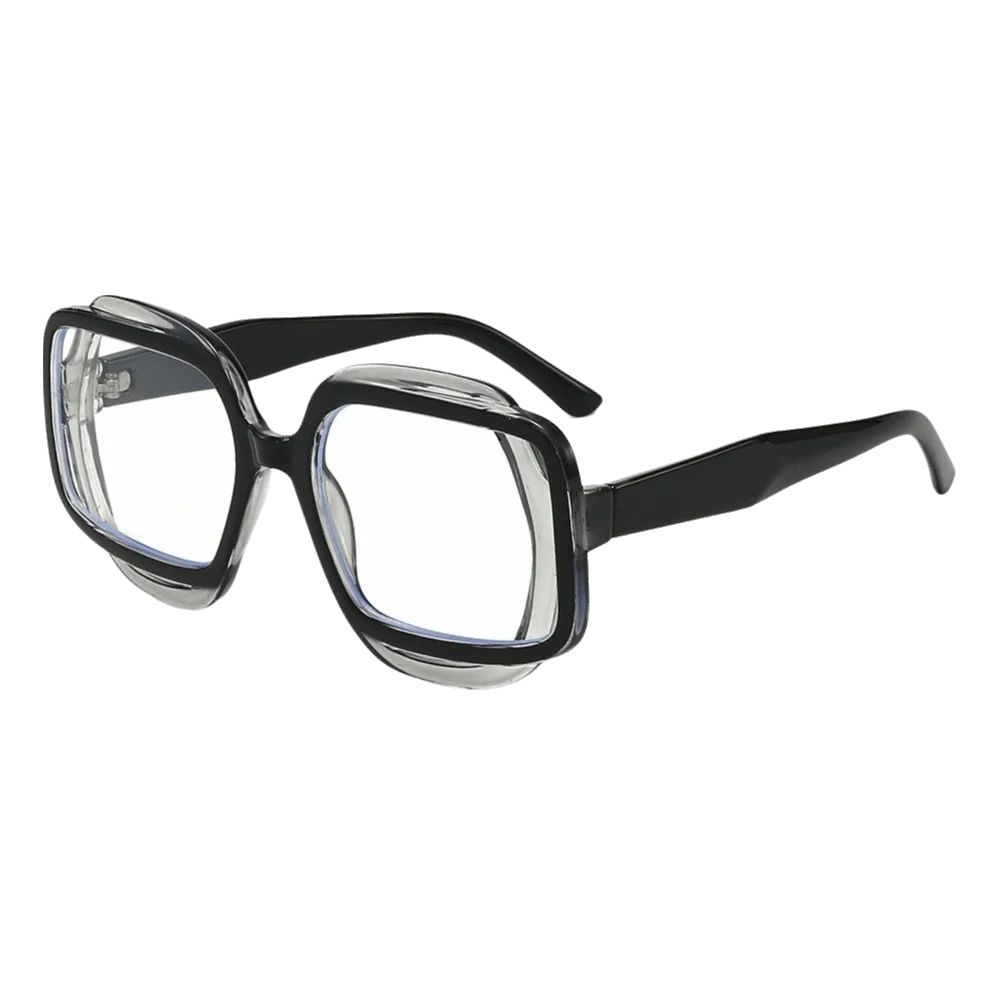 PC Material Two-Tone Square Frame Sunglasses Polygon Color-Block Gradient Lens Sun Shades Thick Frame UV400 Protection