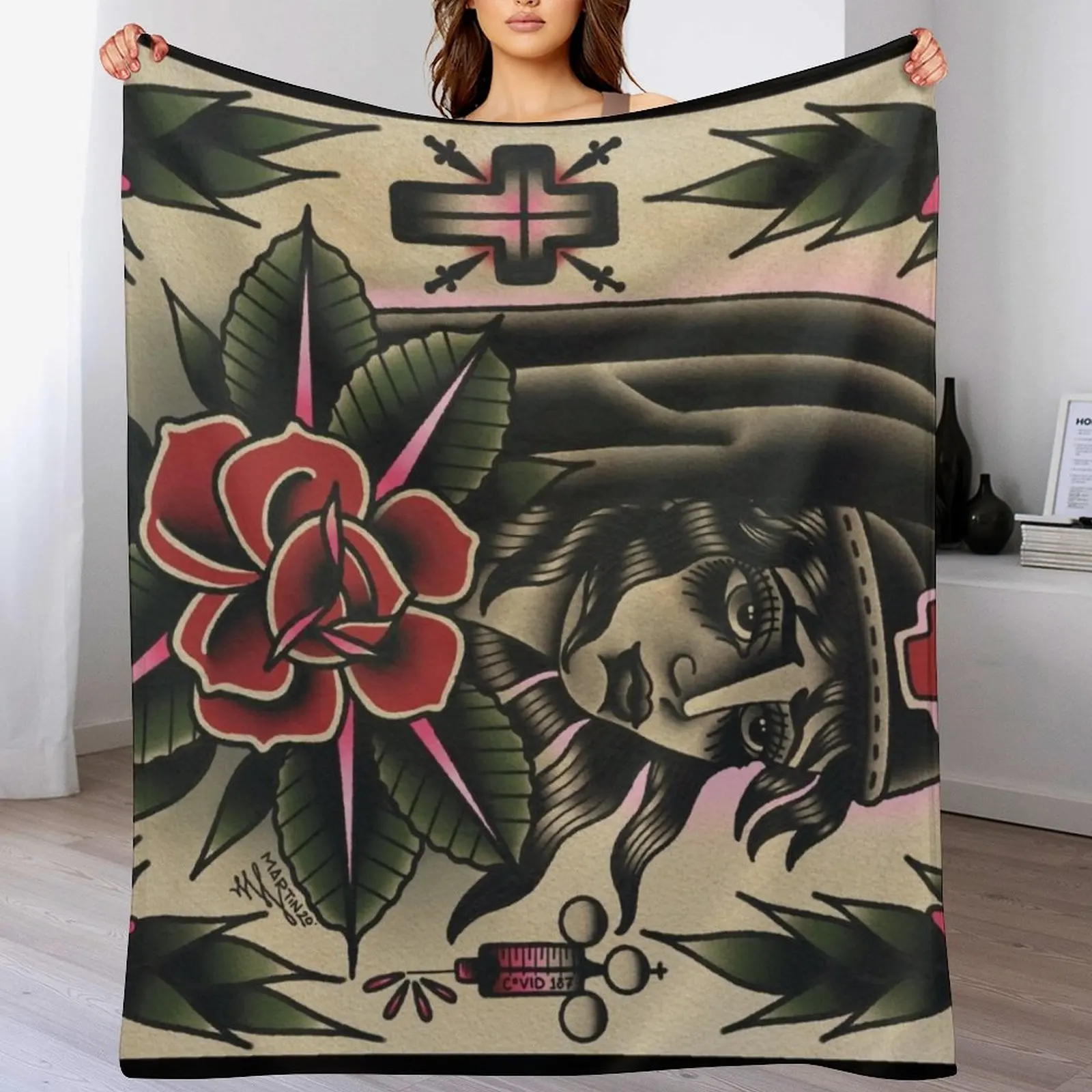 Traditional Nurse painting (Full size Throw) Throw Blanket Lightweight Cozy Blanket for Bed Sofa
