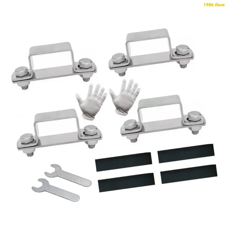 U1JB 4pc Heavy Duty U Shaped Connector Bracket Metal Steels pipe Clamp Secure Pipe Fixing Bracket for Square Tubes