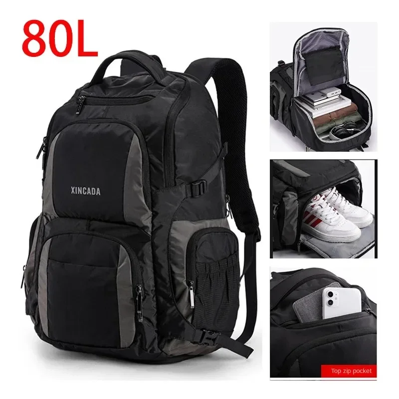 80L 50L Unisex Travel Backpacks Waterproof Notebook Packs Large Capacity Fashion Student Schoolbags Climbing Pack for Men Female