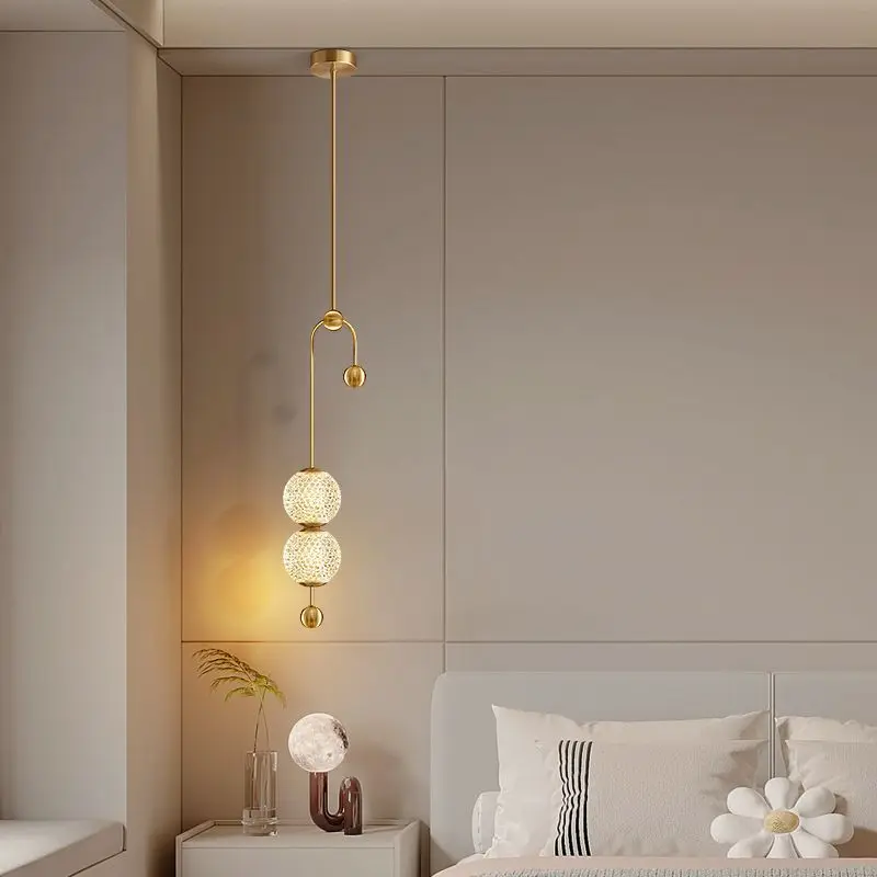 Italian Minimalist Light Bedroom Bedside Pendant Lamps Black Gold 220V 110V LED Corridor Hallway Living Room Ball Hanging Light