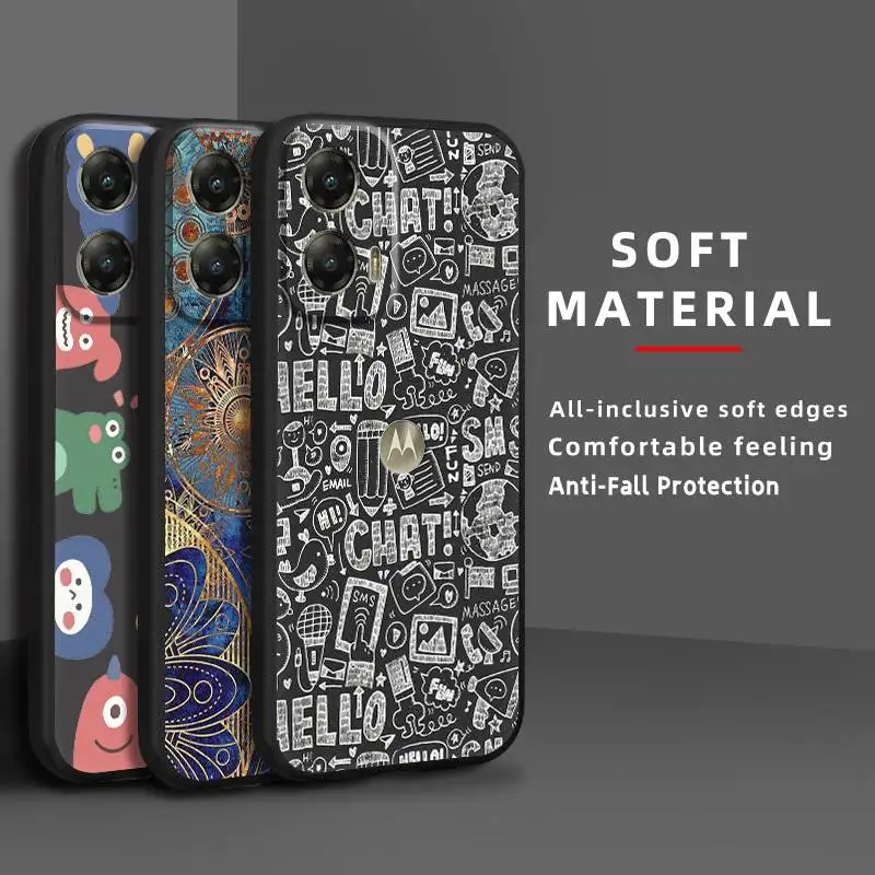 حافظة هاتف لطيفة مقاومة للماء لهاتف MOTO G Stylus 5G 2024 واقية مضادة للغبار تصميم عصري كرتوني كامل التفاف من مادة البولي يوريثان متين