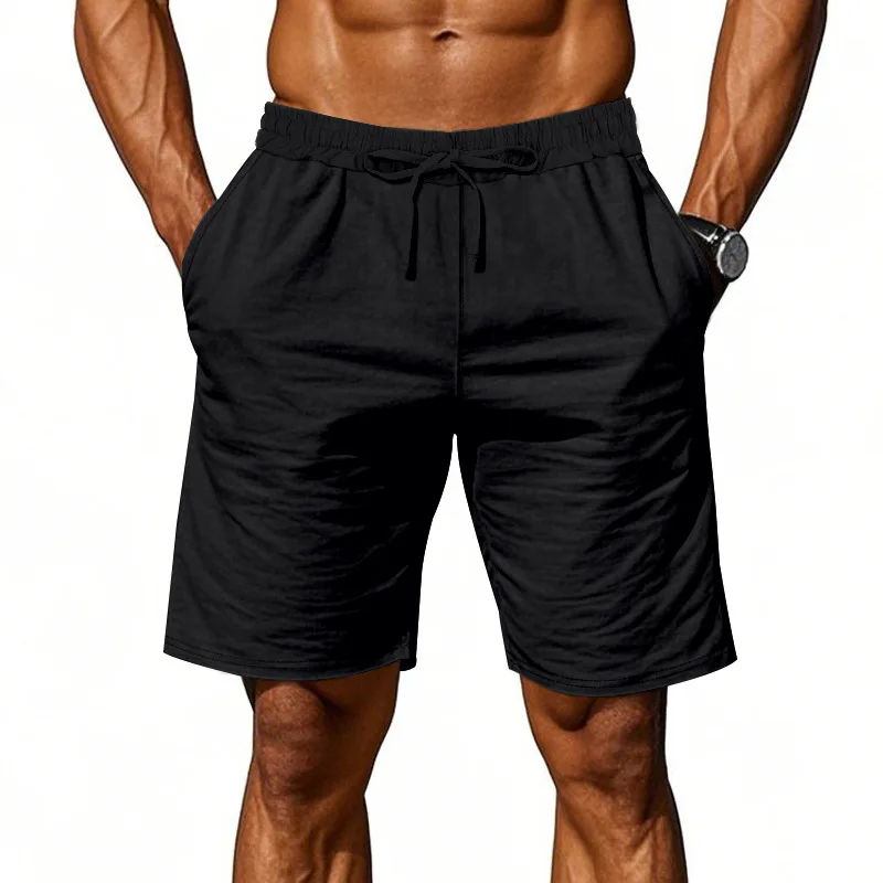 

Лето 2025 г., мужские льняные дышащие повседневные спортивные свободные шорты, мужские пляжные брюки для фитнеса, легкие тонкие уличные мужские шорты