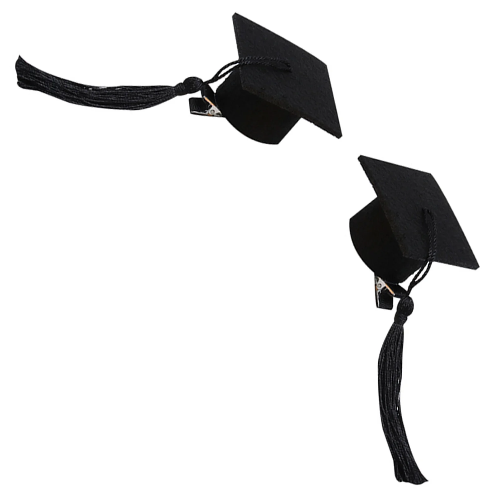 

2pcs Mini Doctoral Hat Hair Clips Black Tassel Graduation Cap Accessories for Women Girls Party Photo Props Decorative