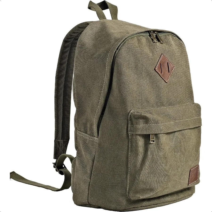 

Durable Canvas College Rucksack Laptop Excursion Backpack Travel Notebook School Backpack Bookbag For Men Women Military Green