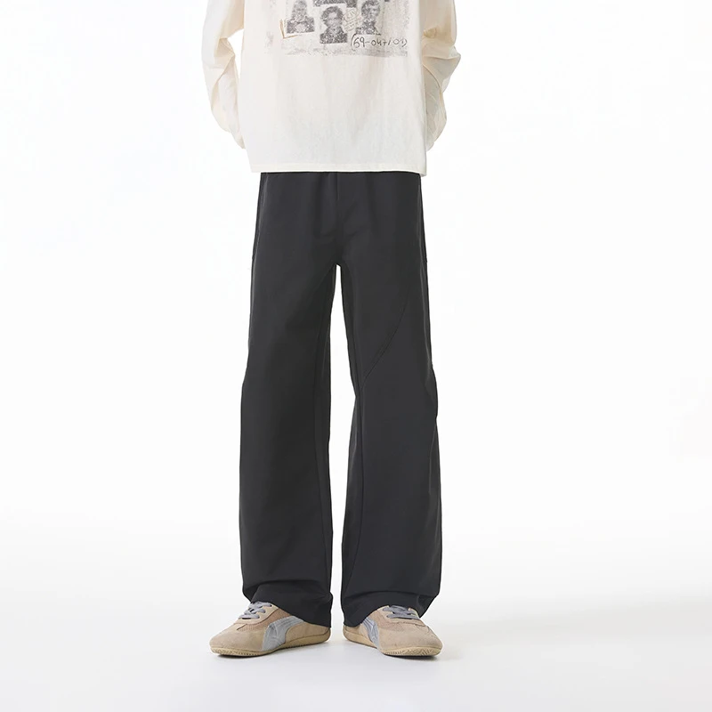 Retro American Style Cotton Sweatpants Slimming Leg Length Design Fashionable Simple Versatile Autumn Winter Pants