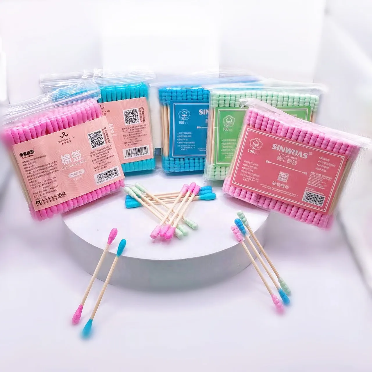 200/400PCS Pack Double Head Cotton Swab Women Makeup Cotton Buds Tip Medical Wood Sticks Nose Ears Cleaning Health Car