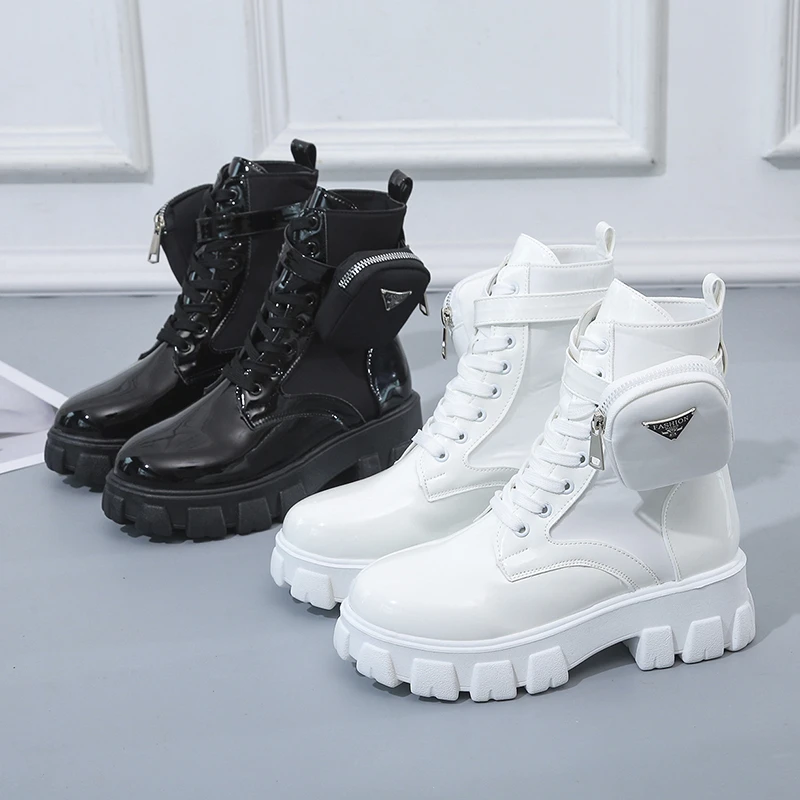 New Women Boots Motorcycle Casual Shoes Leather Minimalist Classic Punk Female Goth Woman Shoes Platform Boots Women Mary Jane