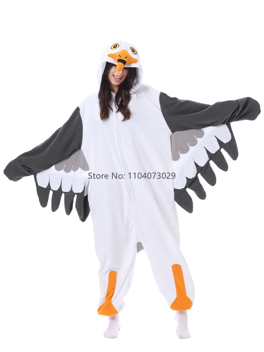 Onesieshow Animal Kigurumi Pyjamas Halloween Onesie Adult Seagull Crow Cartoon Pajama Cosplay Party Women Men Homewear XXL