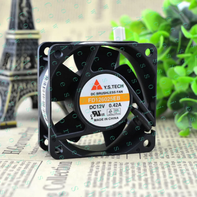 PP+ 1 PC FOR Y.S TECH FD126025EB DC 12V 0.42A 60x60x25mm 2 Wire Cooling Fan