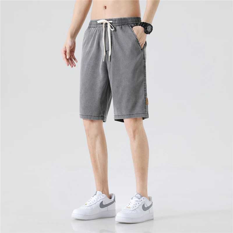 2023 Summer Denim Shorts Men's Thin Ice Lyocell Trendy Loose Sport Casual Mid pants Show High Wrinkle Resistance cargo shorts