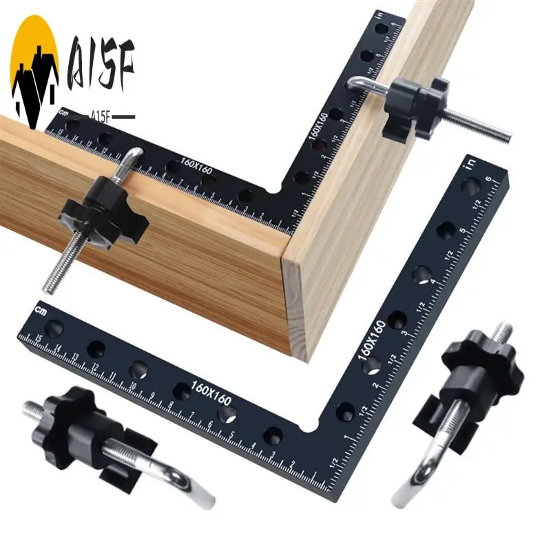 

A15F-Woodworking Adjustable Corner Clamping Ruler Aluminium Right Angle Clamp L-Shaped Auxiliary Fixture Positioner Clip