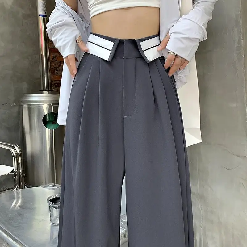 Women's Clothing Summer Korean Fashion Streetwear Chic Wide Leg Suit Pants Female High Waist Loose Straight Trousers Pantalones