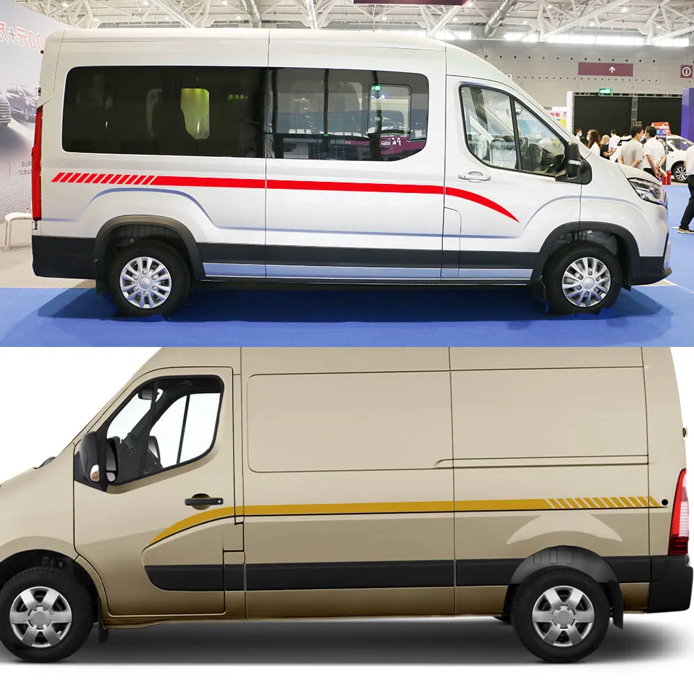 2 قطعة باب السيارة الخصر خطوط ملصقات ديكور Renault ماستر للدراجات النارية فان السيارات التصميم الرسومات الفينيل الشارات اكسسوارات