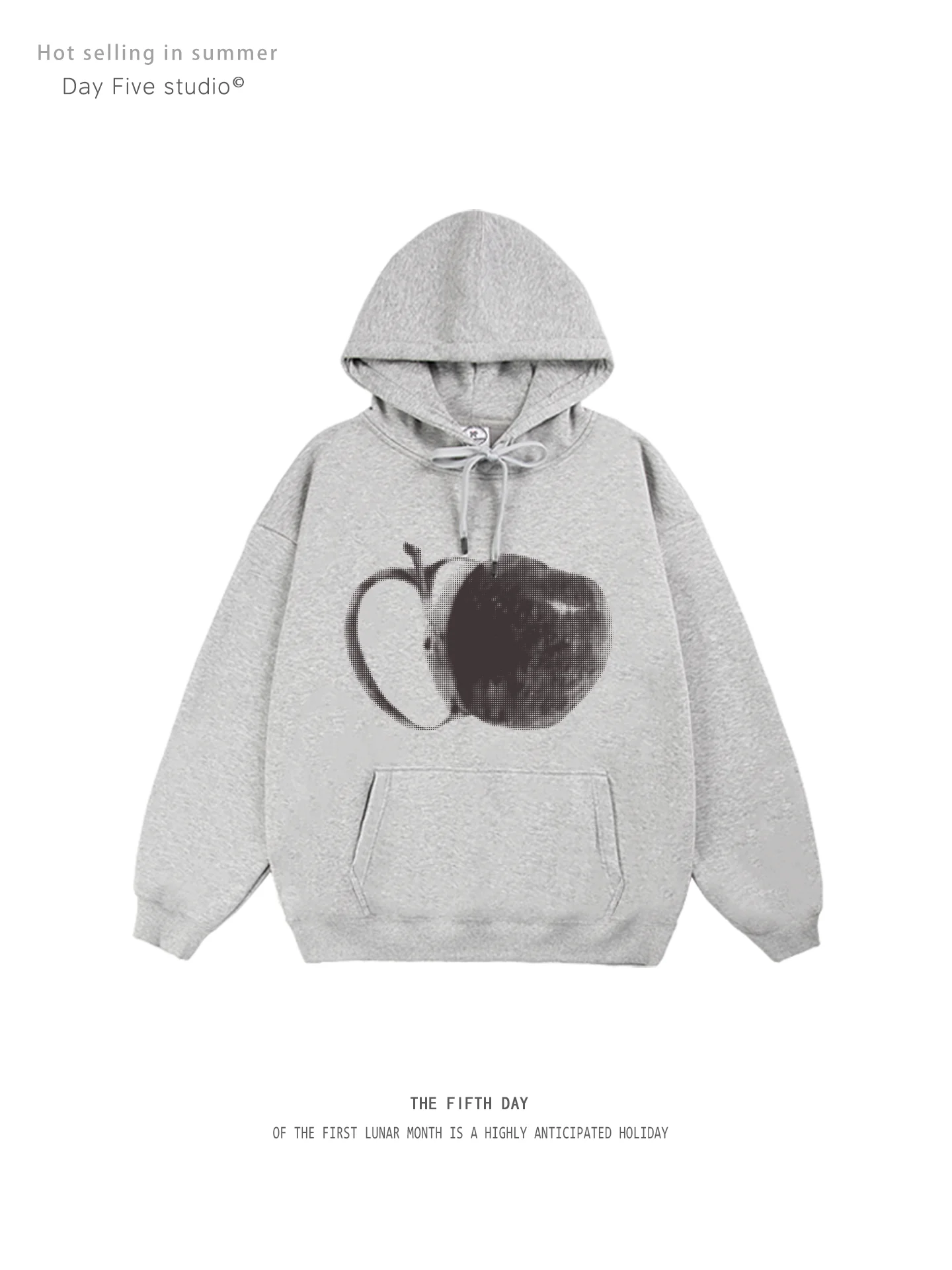 

DayFive Design American Trend Print Fce Lined Hoodie Women's Loose Personali Top Cotton Polyester Blend Long Sve