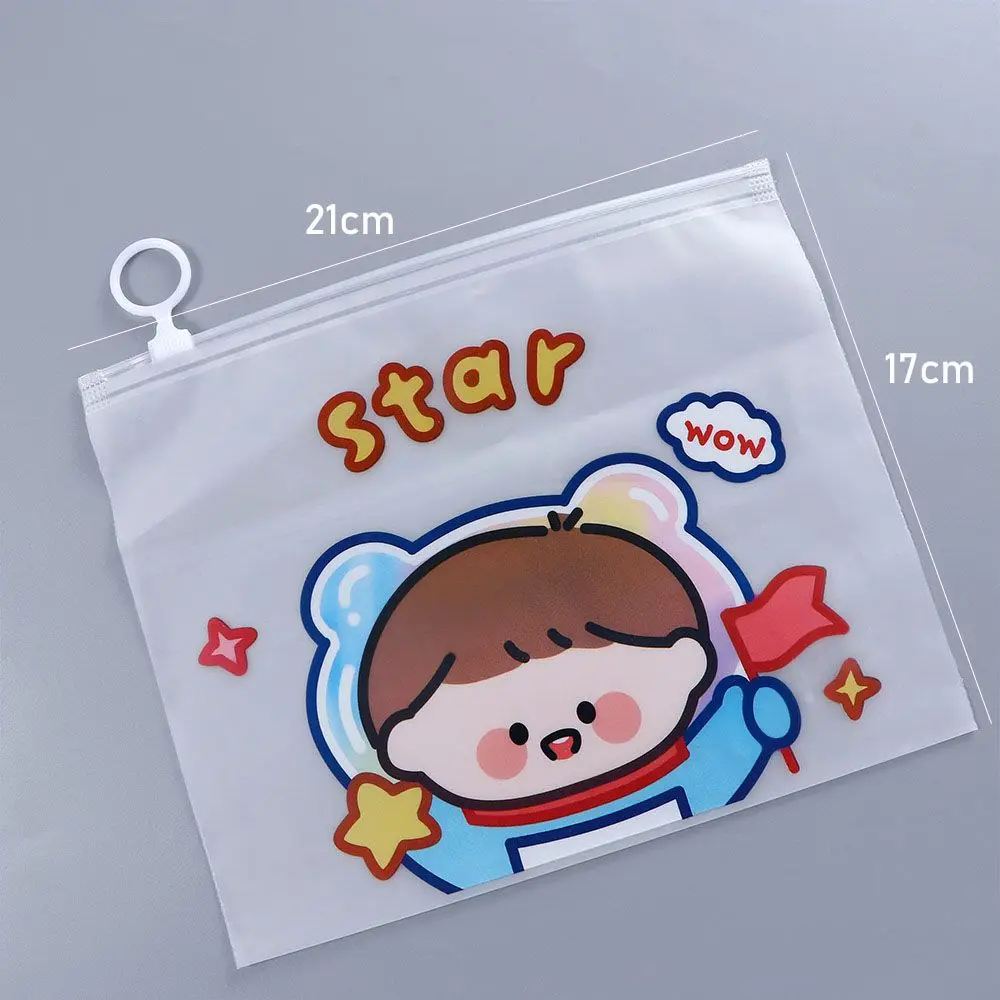 Cute Kawaii Test Paper Folder High Capacity Zipper Bag Learning Stationery Cartoon Transparent File Bag Office Supplies